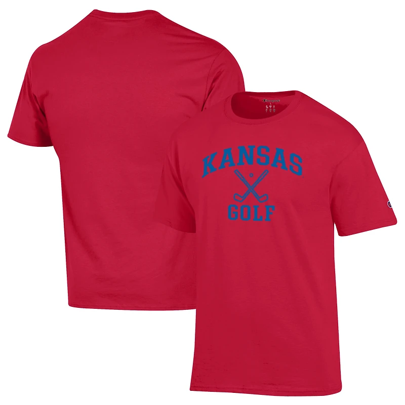 Men's Champion  Red Kansas Jayhawks Icon Golf T-Shirt