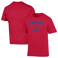 Men's Champion  Red Kansas Jayhawks Icon Golf T-Shirt