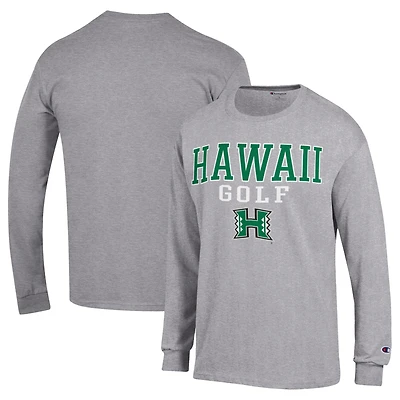 Men's Champion  Gray Hawaii Rainbow Warriors Long Sleeve T-Shirt
