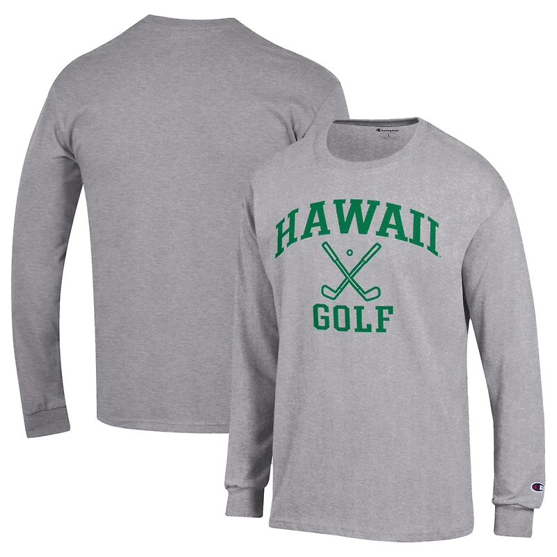 Men's Champion  Gray Hawaii Rainbow Warriors Long Sleeve T-Shirt