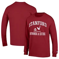 Men's Champion Cardinal Stanford Cardinal Icon Swim & Dive Long Sleeve T-Shirt