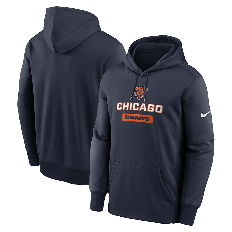 Men's Nike Navy Chicago Bears Toss Sweep Performance Pullover Hoodie