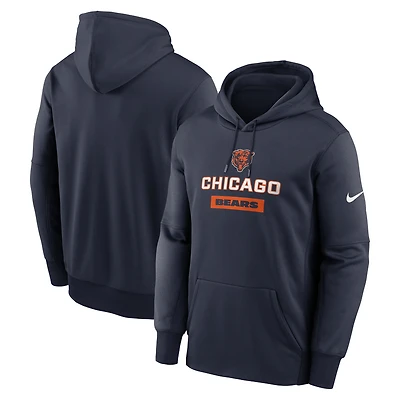 Men's Nike Navy Chicago Bears Toss Sweep Performance Pullover Hoodie