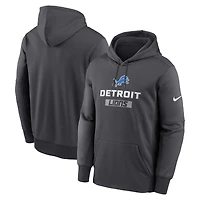 Men's Nike Anthracite Detroit Lions Toss Sweep Performance Pullover Hoodie