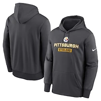 Men's Nike Anthracite Pittsburgh Steelers Toss Sweep Performance Pullover Hoodie