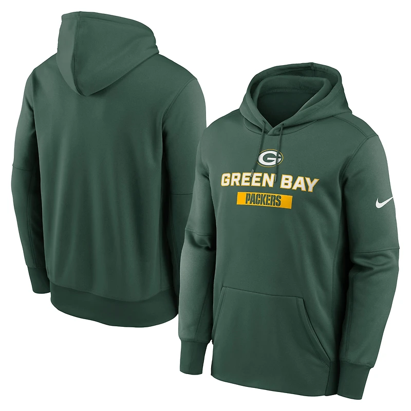 Men's Nike Green Green Bay Packers Toss Sweep Performance Pullover Hoodie