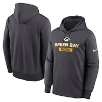 Men's Nike Anthracite Green Bay Packers Toss Sweep Therma Hoodie