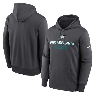 Men's Nike Anthracite Philadelphia Eagles Toss Sweep Performance Pullover Hoodie