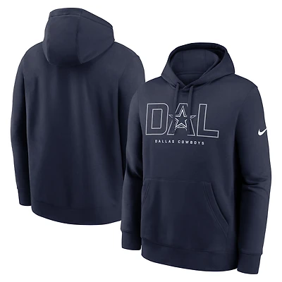 Men's Nike Navy Dallas Cowboys Busted Play Club Fleece Pullover Hoodie