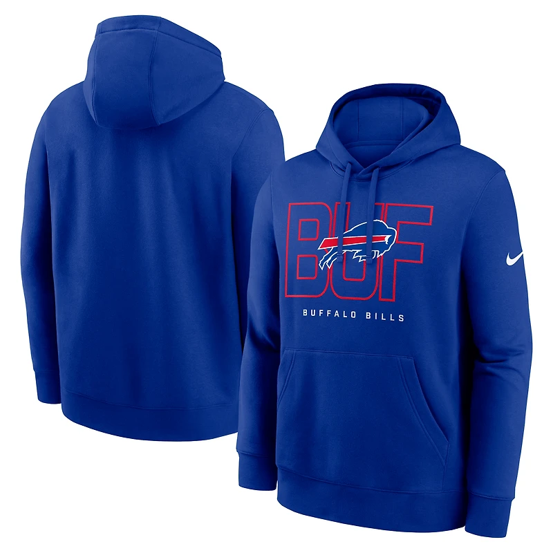 Men's Nike Royal Buffalo Bills Busted Play Club Fleece Pullover Hoodie