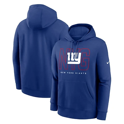 Men's Nike Royal New York Giants Busted Play Club Fleece Pullover Hoodie