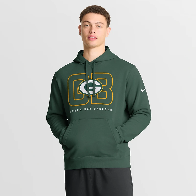 Men's Nike Green Green Bay Packers Busted Play Club Fleece Pullover Hoodie