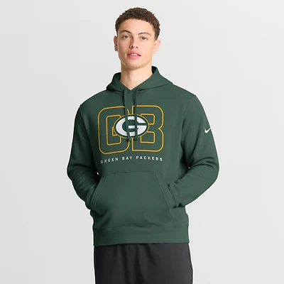 Men's Nike Green Green Bay Packers Busted Play Club Fleece Pullover Hoodie
