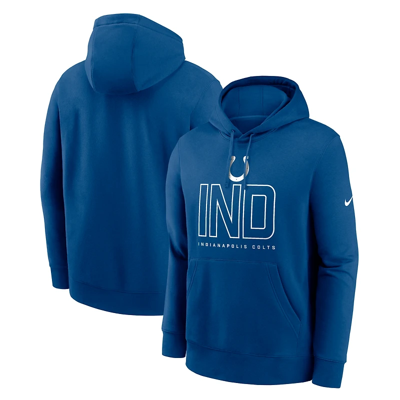 Men's Nike Royal Indianapolis Colts Busted Play Club Fleece Pullover Hoodie