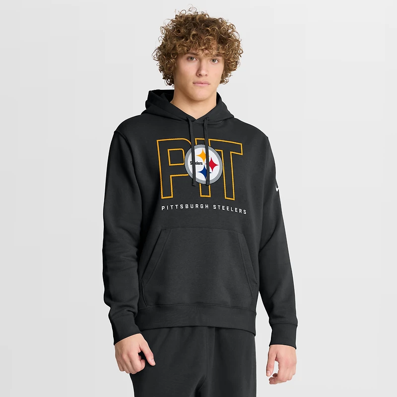 Men's Nike Black Pittsburgh Steelers Busted Play Club Fleece Pullover Hoodie