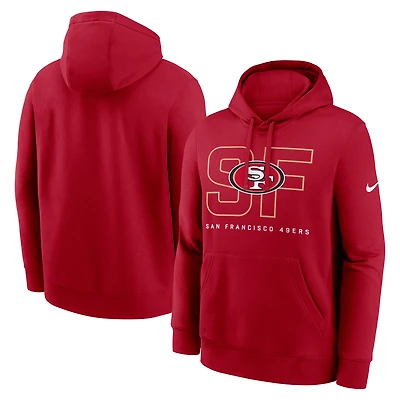 Men's Nike Scarlet San Francisco 49ers Busted Play Club Fleece Pullover Hoodie
