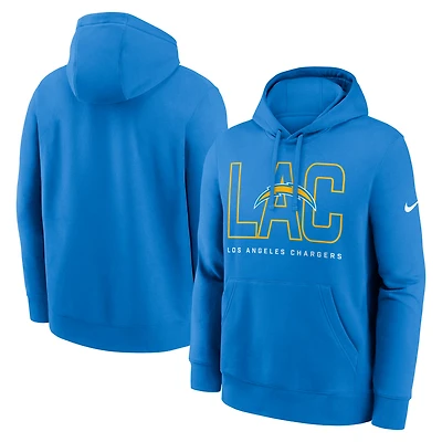 Men's Nike Powder Blue Los Angeles Chargers Busted Play Club Fleece Pullover Hoodie