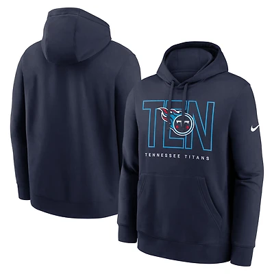 Men's Nike Navy Tennessee Titans Busted Play Club Fleece Pullover Hoodie