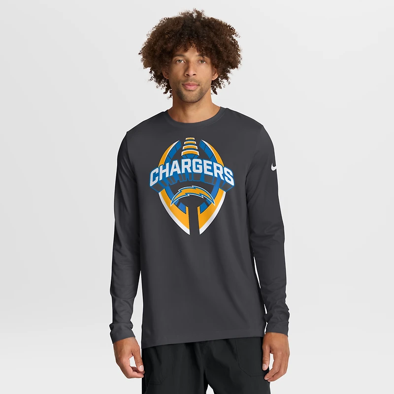 Men's Nike Anthracite Los Angeles Chargers Primetime Legend Icon Performance Long Sleeve T-Shirt