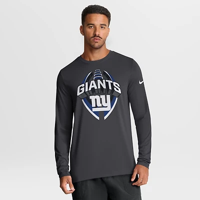 Men's Nike Anthracite New York Giants Primetime Legend Icon Performance Long Sleeve T-Shirt