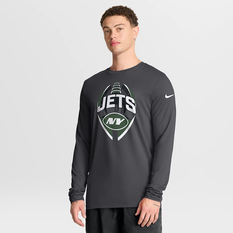 Men's Nike Anthracite New York Jets Primetime Legend Icon Performance Long Sleeve T-Shirt