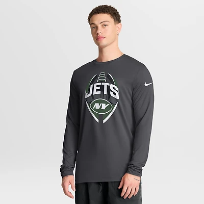 Men's Nike Anthracite New York Jets Primetime Legend Icon Performance Long Sleeve T-Shirt