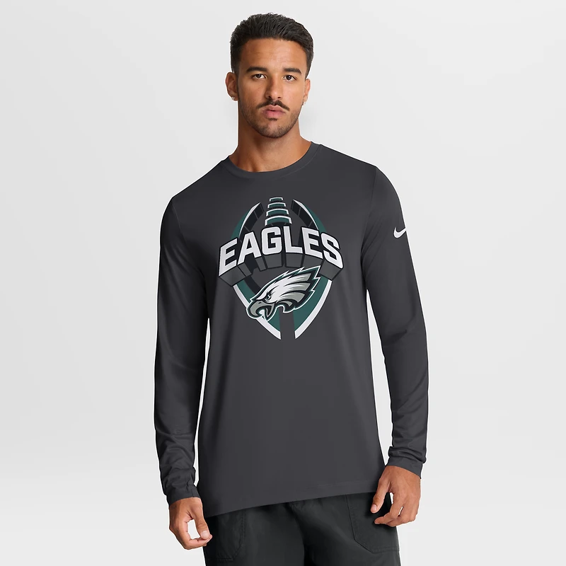 Men's Nike Anthracite Philadelphia Eagles Primetime Legend Icon Performance Long Sleeve T-Shirt