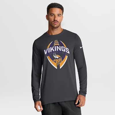 Men's Nike Anthracite Minnesota Vikings Primetime Legend Icon Performance Long Sleeve T-Shirt