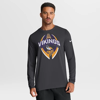 Men's Nike Anthracite Minnesota Vikings Primetime Legend Icon Performance Long Sleeve T-Shirt