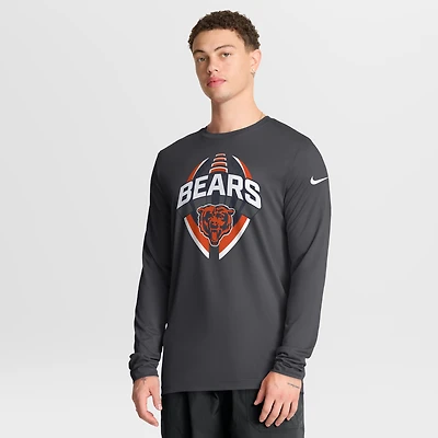 Men's Nike Anthracite Chicago Bears Primetime Legend Icon Performance Long Sleeve T-Shirt