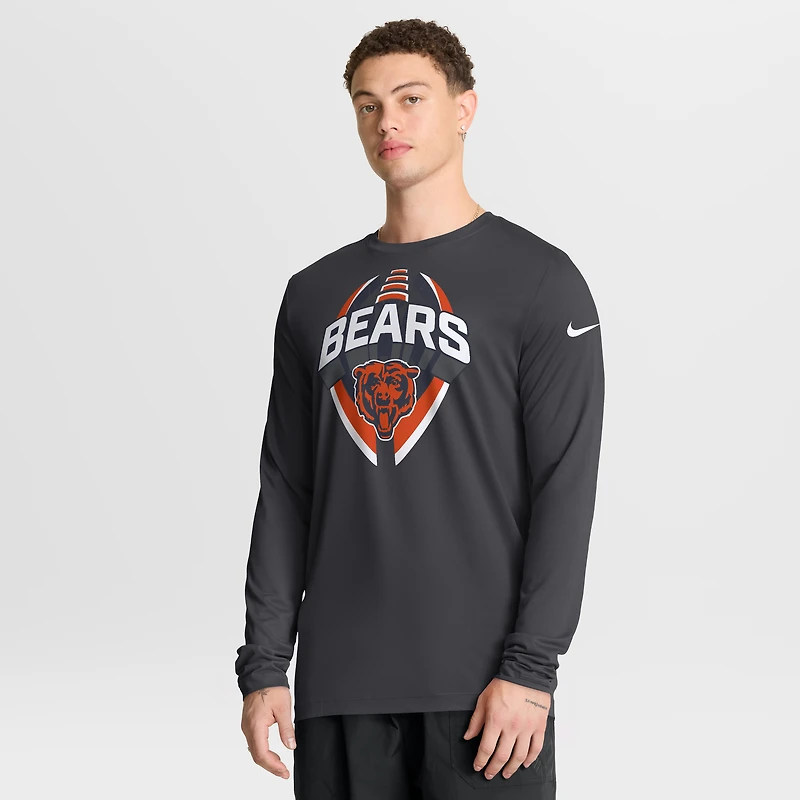 Men's Nike Anthracite Chicago Bears Primetime Legend Icon Performance Long Sleeve T-Shirt