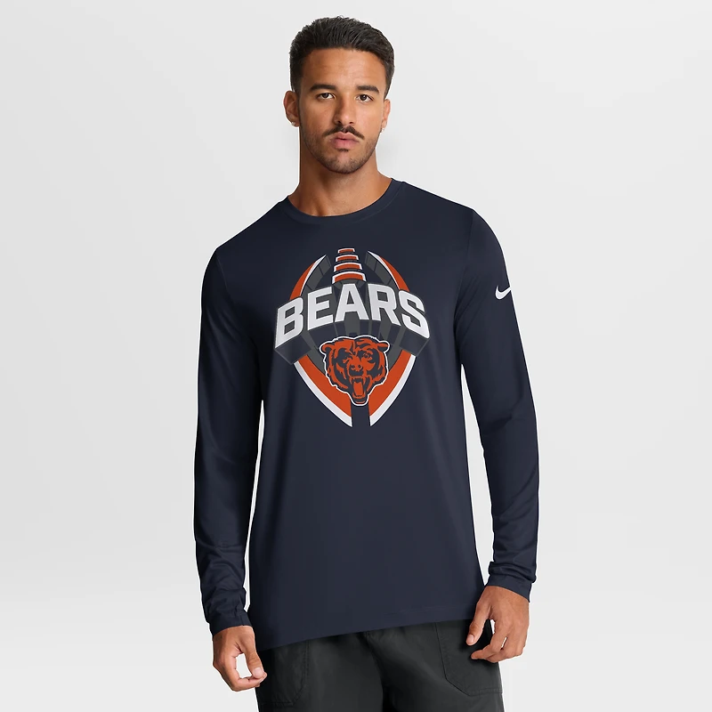 Men's Nike Navy Chicago Bears Primetime Legend Icon Performance Long Sleeve T-Shirt