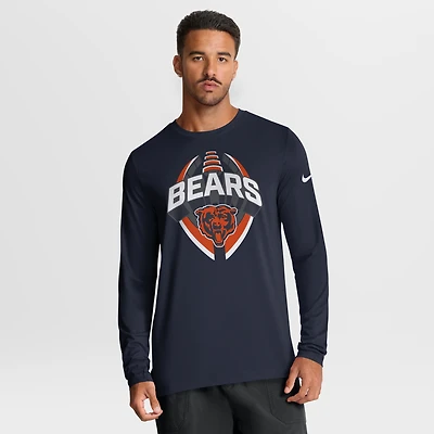 Men's Nike Navy Chicago Bears Primetime Legend Icon Performance Long Sleeve T-Shirt