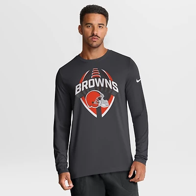 Men's Nike Anthracite Cleveland Browns Primetime Legend Icon Performance Long Sleeve T-Shirt
