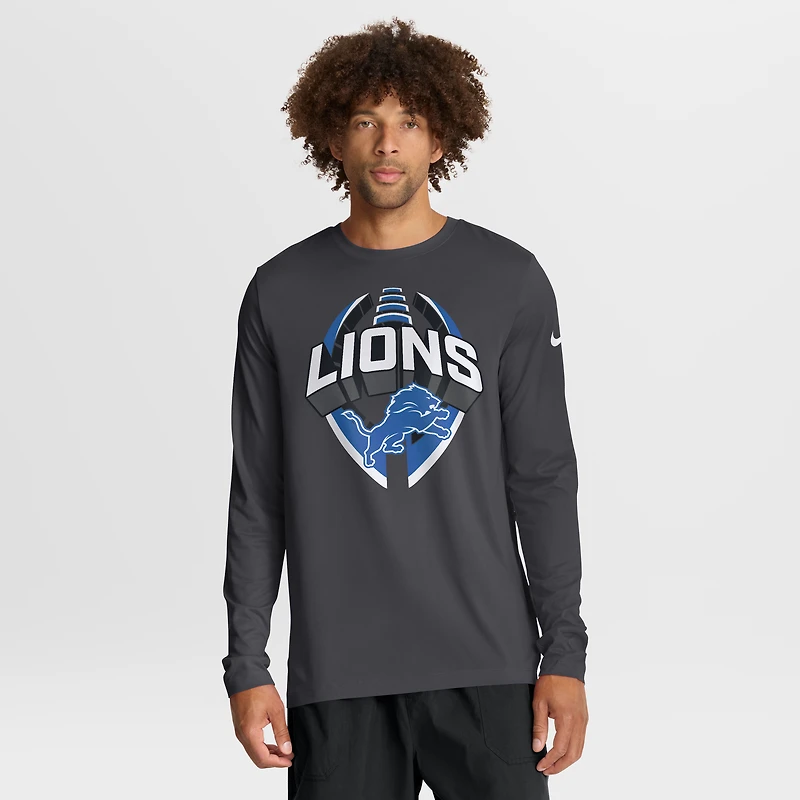 Men's Nike Anthracite Detroit Lions Primetime Legend Icon Performance Long Sleeve T-Shirt