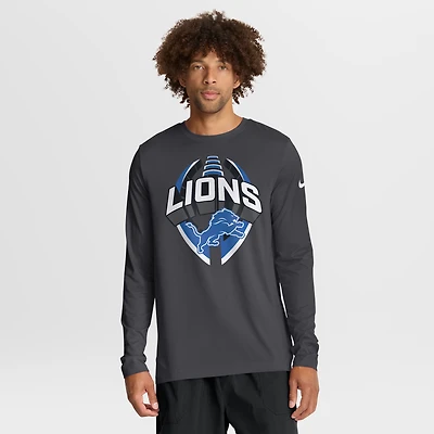 Men's Nike Anthracite Detroit Lions Primetime Legend Icon Performance Long Sleeve T-Shirt