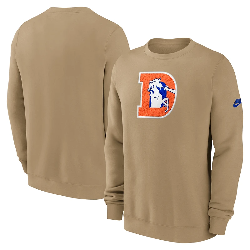 Men's Nike Tan Denver Broncos Swing Pass Rewind Club Pullover Sweatshirt