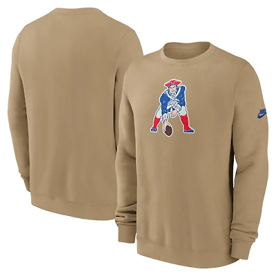 Men's Nike Tan New England Patriots Swing Pass Rewind Club Pullover Sweatshirt
