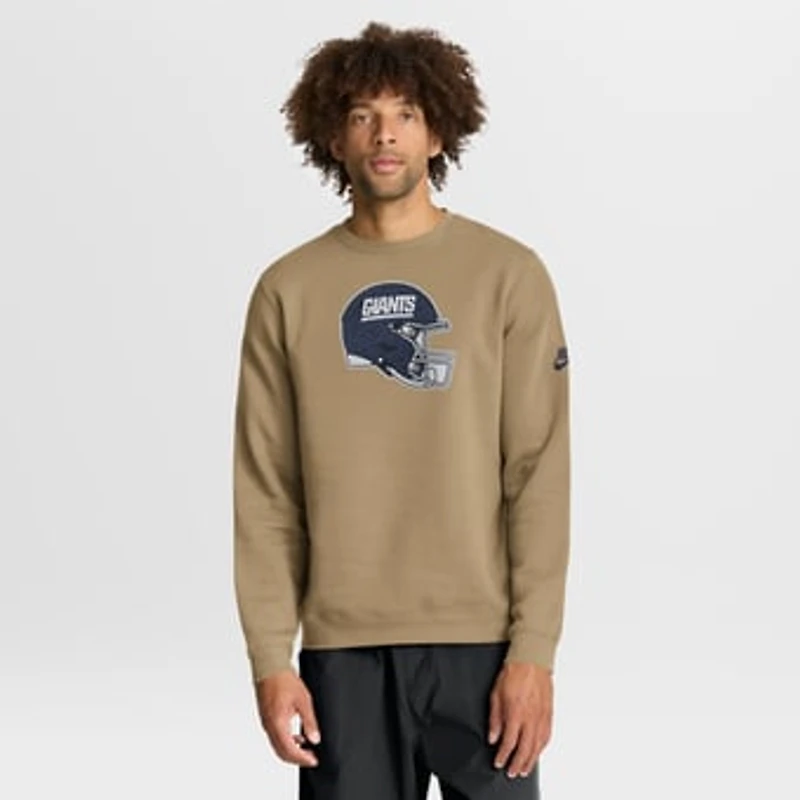 Men's Nike Tan New York Giants Swing Pass Rewind Club Pullover Sweatshirt