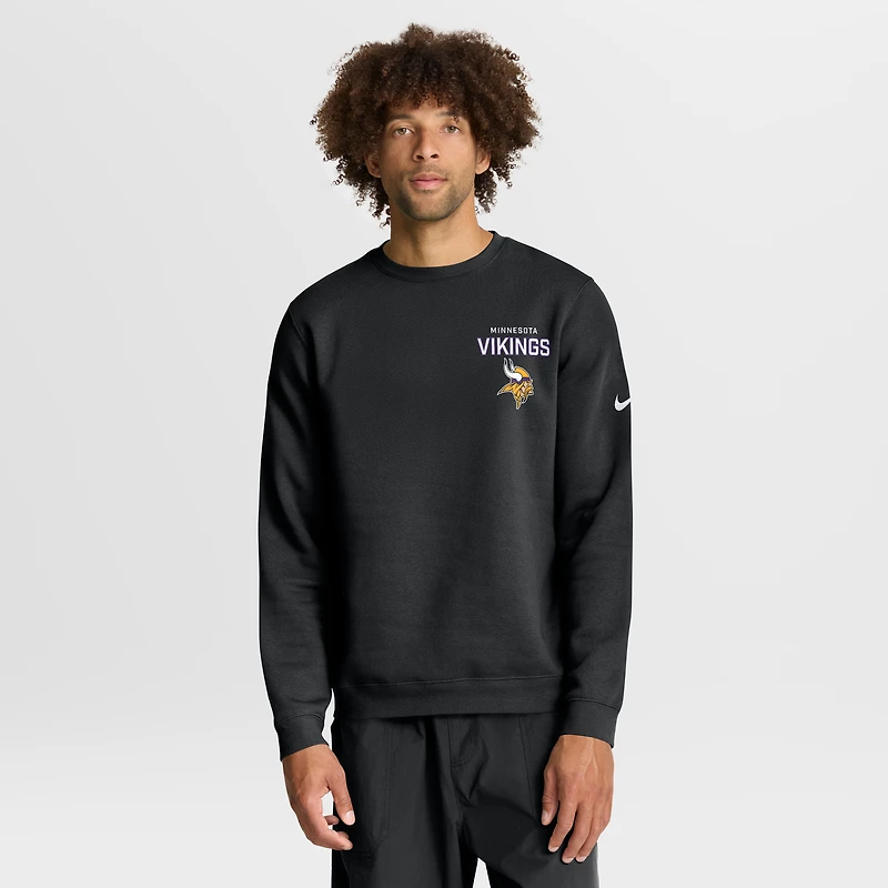 Men's Nike Black Minnesota Vikings Primetime Club Fleece Pullover Sweatshirt
