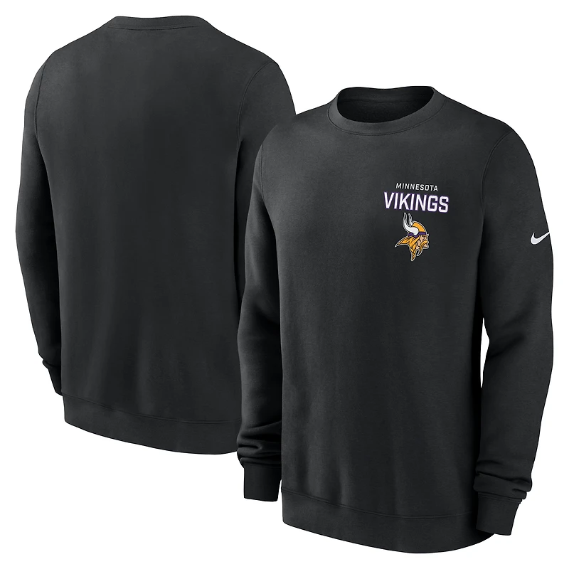 Men's Nike Black Minnesota Vikings Primetime Club Fleece Pullover Sweatshirt