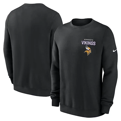 Men's Nike Black Minnesota Vikings Primetime Club Fleece Pullover Sweatshirt