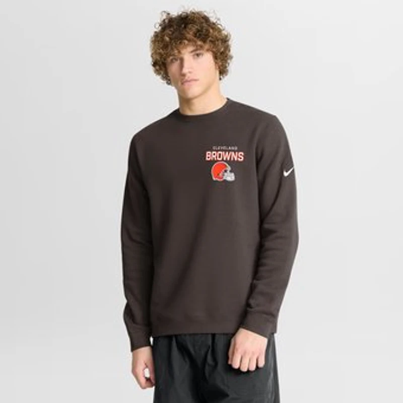 Men's Nike Brown Cleveland Browns Primetime Club Fleece Pullover Sweatshirt