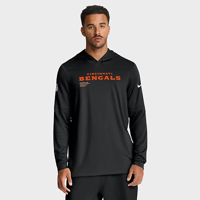 Men's Nike Black Cincinnati Bengals Big & Tall Sideline Performance Long Sleeve Hoodie T-Shirt