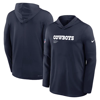 Men's Nike Navy Dallas Cowboys Big & Tall Sideline Dri-FIT Long Sleeve Hoodie T-Shirt