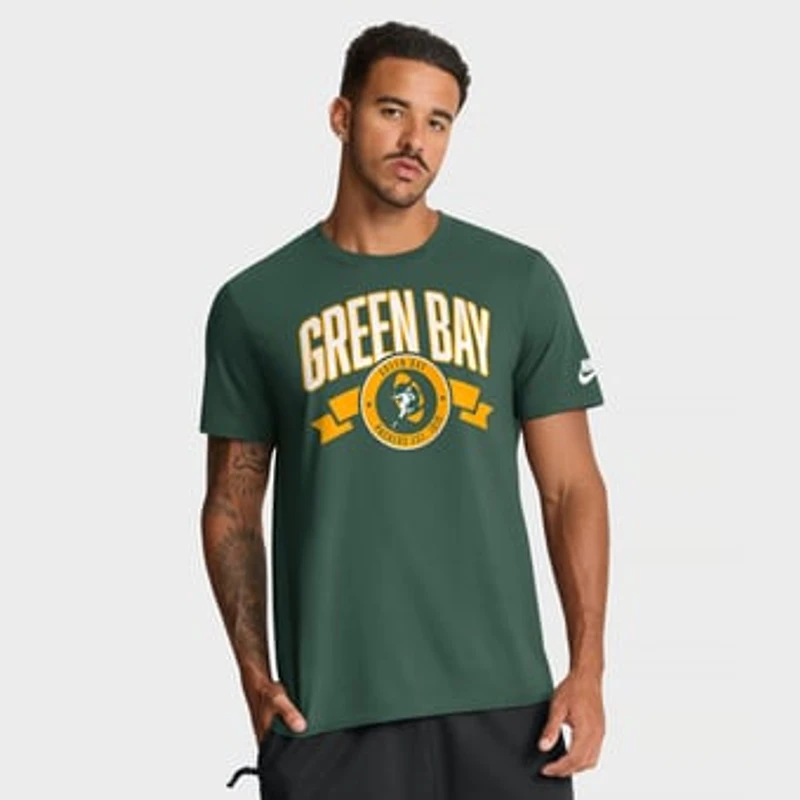 Men's Nike Green Green Bay Packers Rewind Front and Back Hit Essential T-Shirt