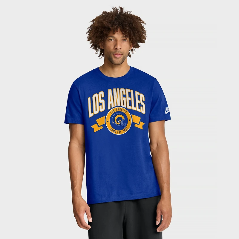 Men's Nike Royal Los Angeles Rams Rewind Front and Back Hit Essential T-Shirt