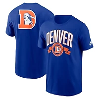 Men's Nike Royal Denver Broncos Rewind Front and Back Hit Essential T-Shirt