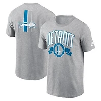 Men's Nike Heather Gray Detroit Lions Rewind Front and Back Hit Essential T-Shirt