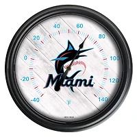Black Miami Marlins Indoor/Outdoor LED Thermometer